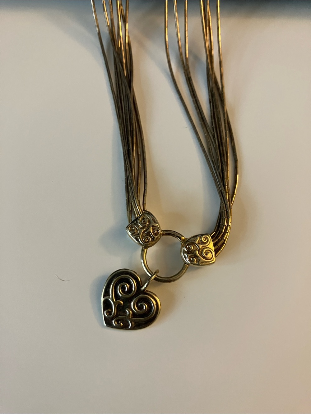 Vermeil Multi-Strand Heart Pendant Necklace